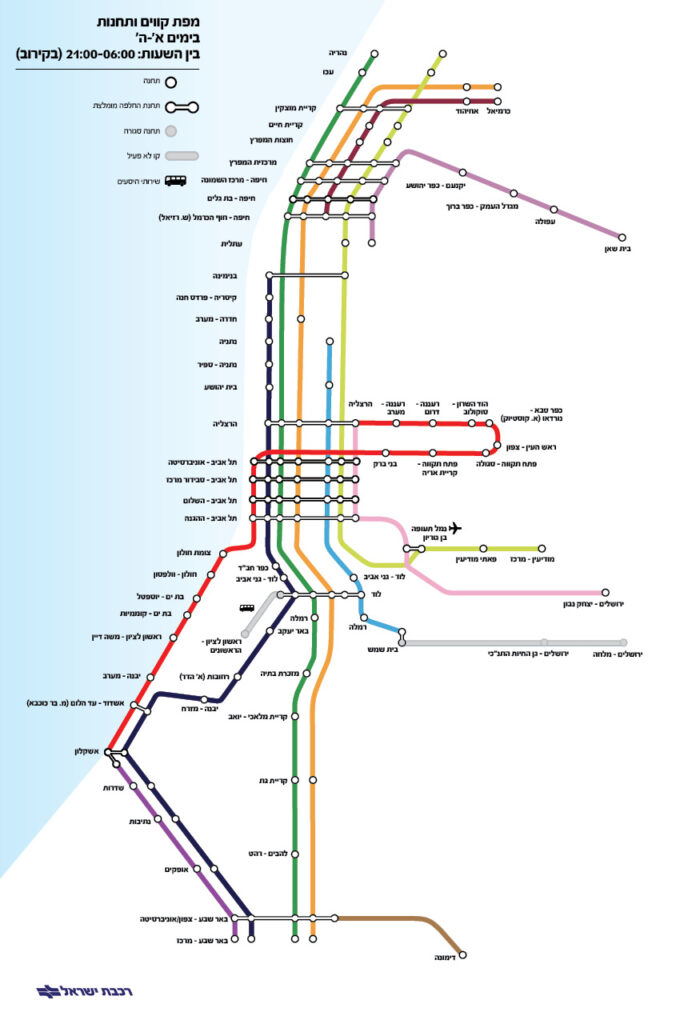 מפת קווים ותחנות בשעות היום - לוז חדש החל ממוצאי שבת 25.12.21