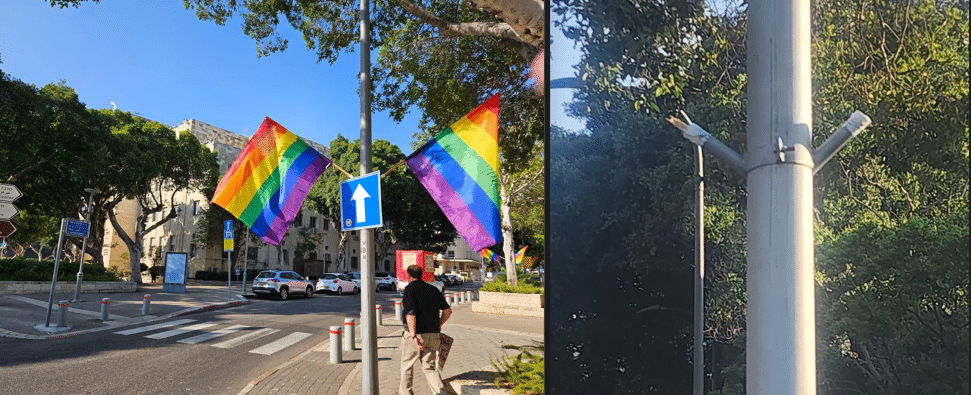 צילומים של לפני ואחרי ההשחתה וכן צילום ממצלמות האבטחה העירוניות. קרדיט צילומים: דוברות עיריית חיפה.